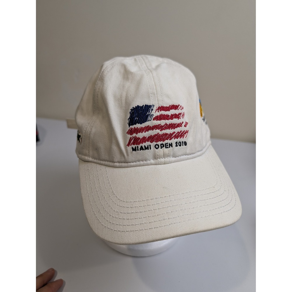 Lacoste Hat Miami Open 2019 Unisex Large White Cotton RK7473 Strapback Cap